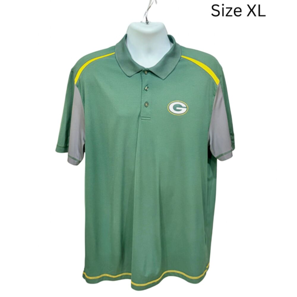 Green Bay Packers NFL Team Apparel TX3 Cool Mens XL Polo Shirt Green Gray